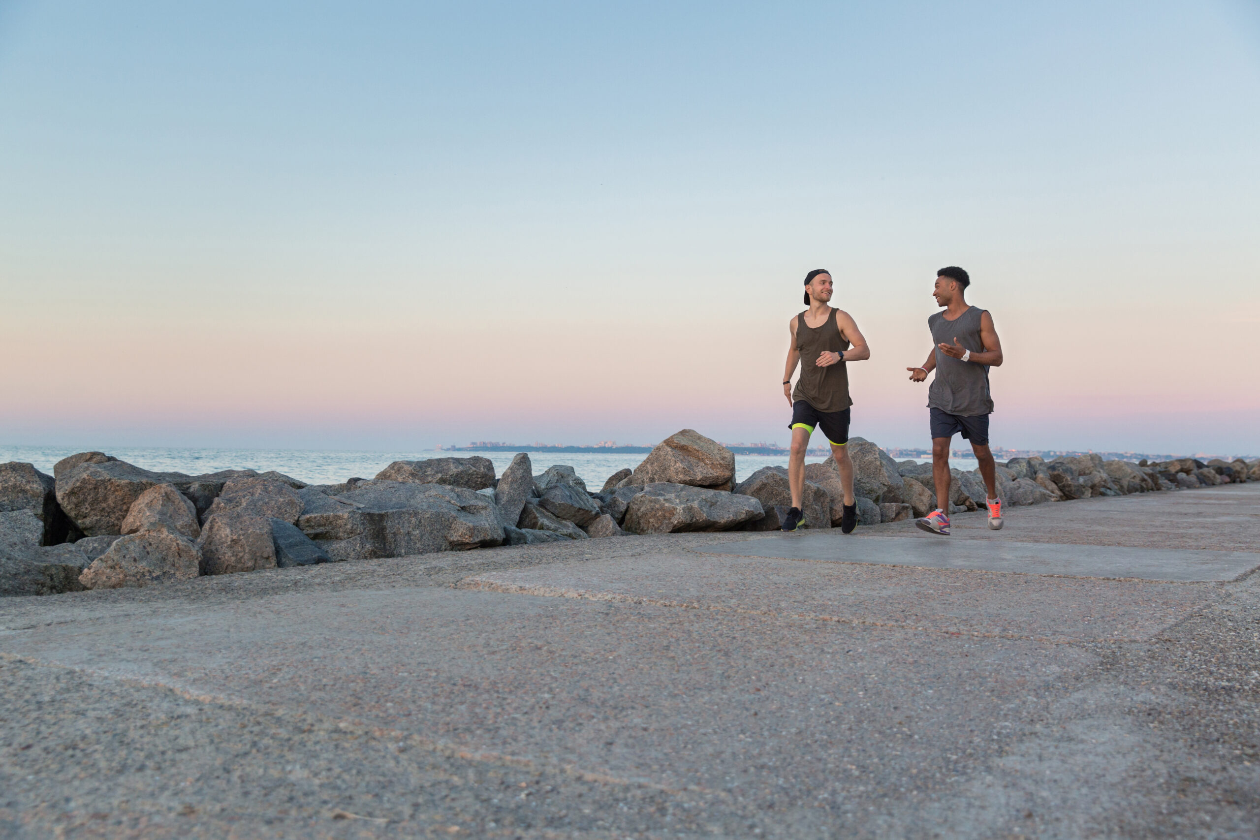 two guys enjoying trail running